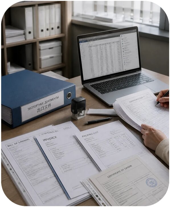 Сопровождение экспортных документов поставщика для экспорта